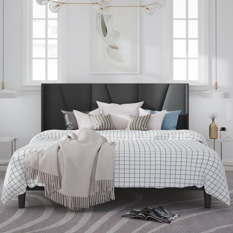 Mercury Row® Heid Upholstered Platform Bed with Wingback Headboard